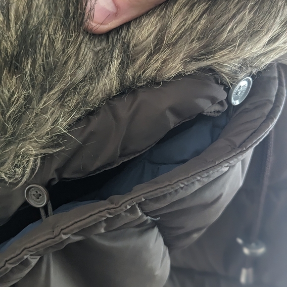 Abercrombie And Fitch Parka Jacket Womens M Long Brown Coat / Hood Down Feathers - Picture 10 of 10